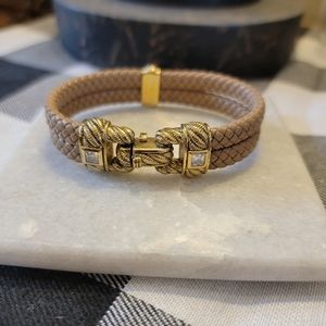 Judith Ripka Leather and 14K Gold over SS Bracelet